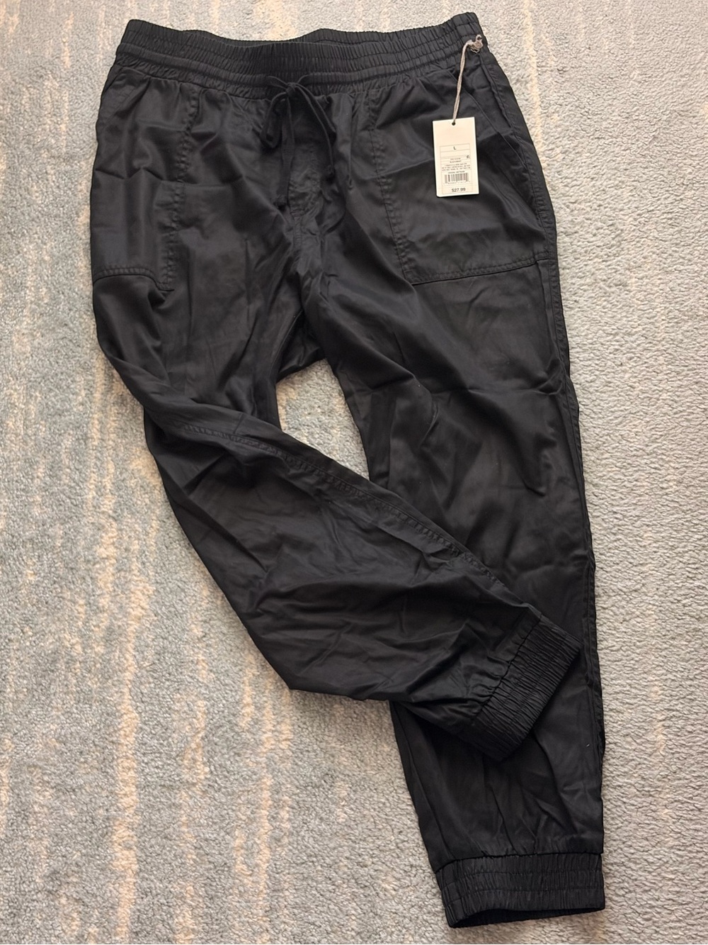 Women’s Black Jogger Pants - Elastic Waist & Cuffed Ankles